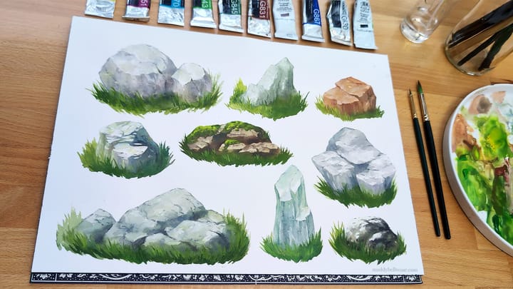 Let's paint rocks! 🪨✨ An assembly-line painting exercise